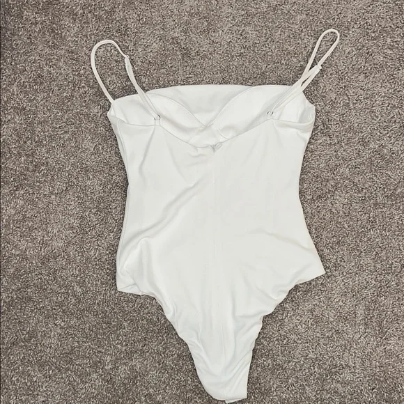 Zara Elegant White Draped Bodysuit - Picture 2 of 5